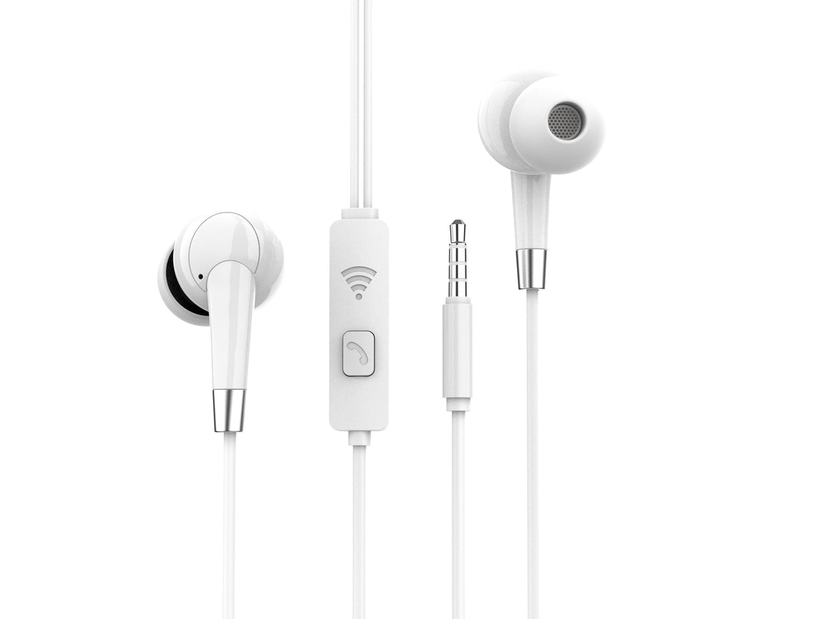 Techancy Auriculares com Fio Jack 3,5 mm · 1,2 m · Branco
